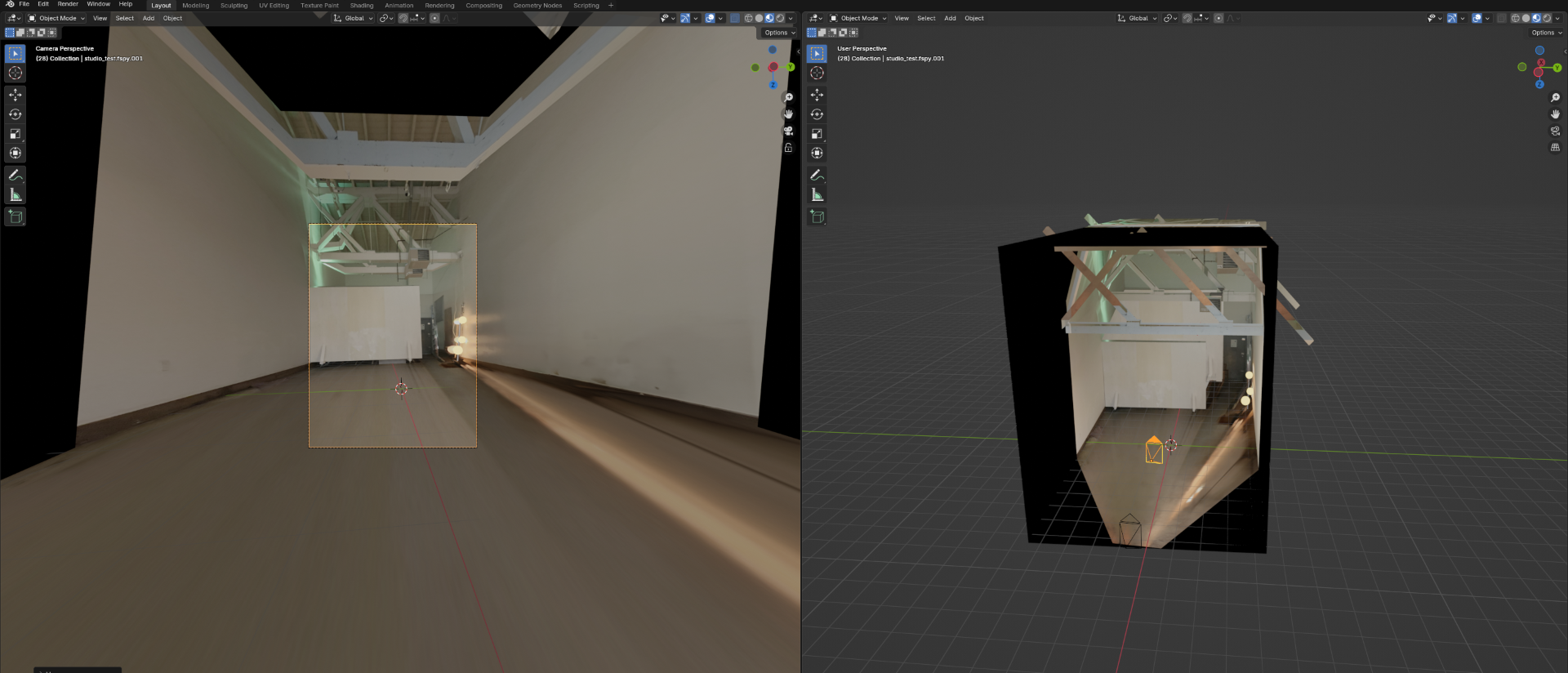 Projection from camera of image onto model