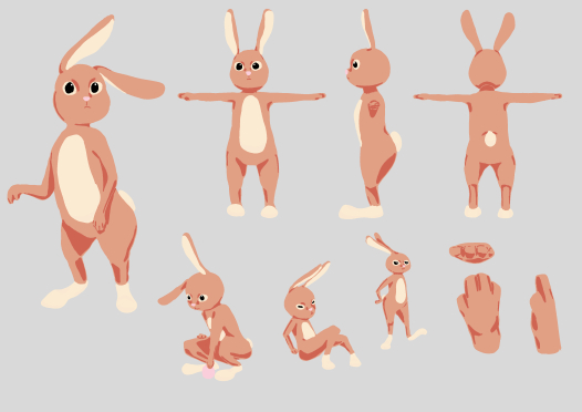 Character design sheet for easter bunny