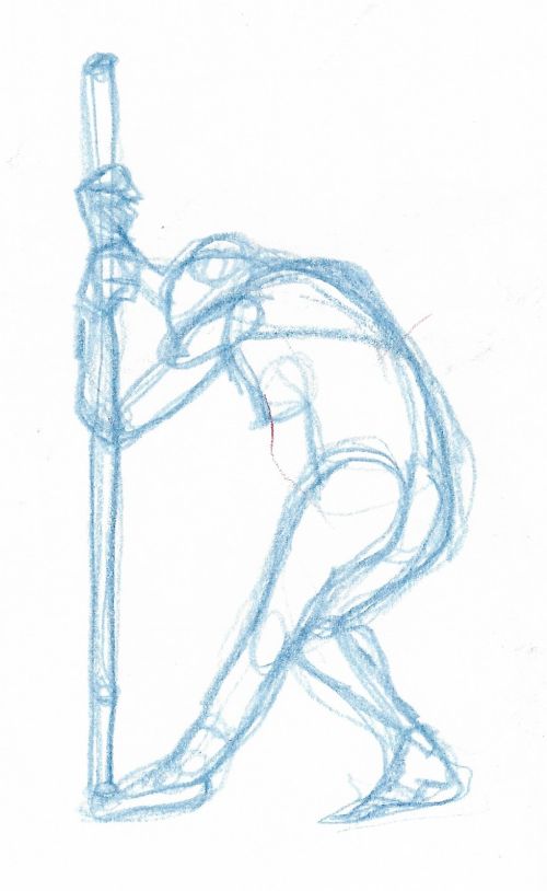 1 pose of a figure drawing sketch of a woman 