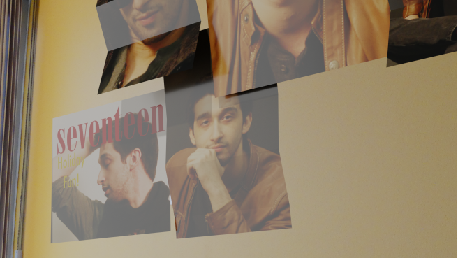 Final shot of wall with posters in film