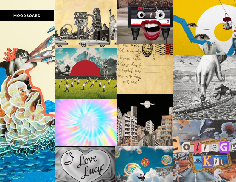 Moodboard of collages for video direction.