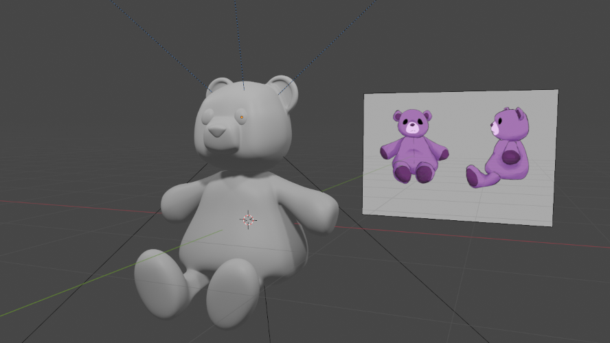 The bear being modelled in Blender