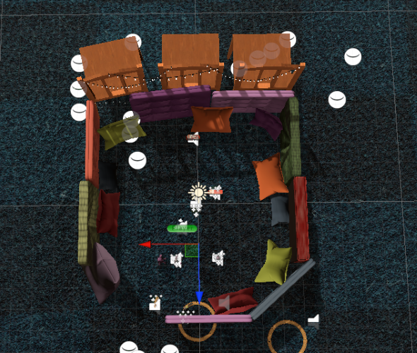 Birds-eye view of layout of final fort in Unity